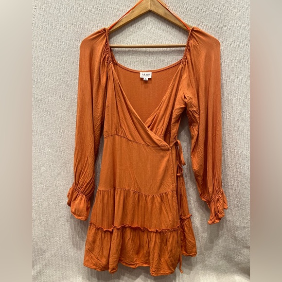 Le Lis Orange Wrap Dress - Picture 2 of 4